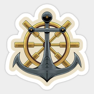 Anchor and Ship Steer Sticker